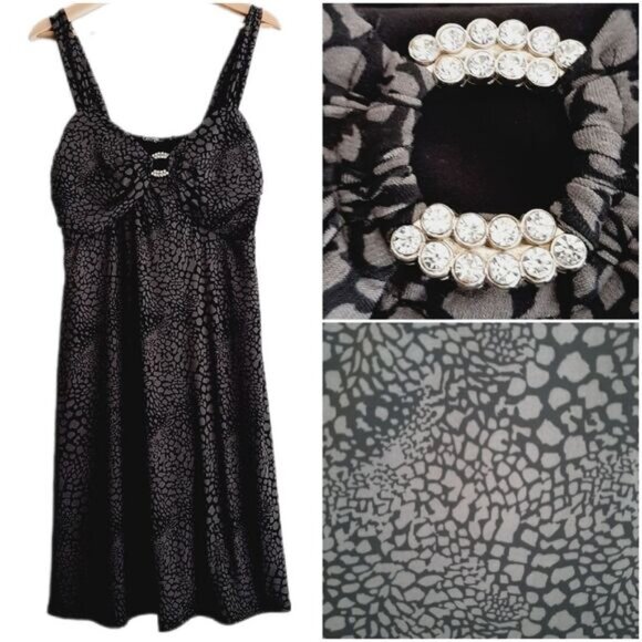 GEORGE Stretchy Fitted Babydoll Style Mini Dress Abstract Animal Print Sz XL - Picture 1 of 15